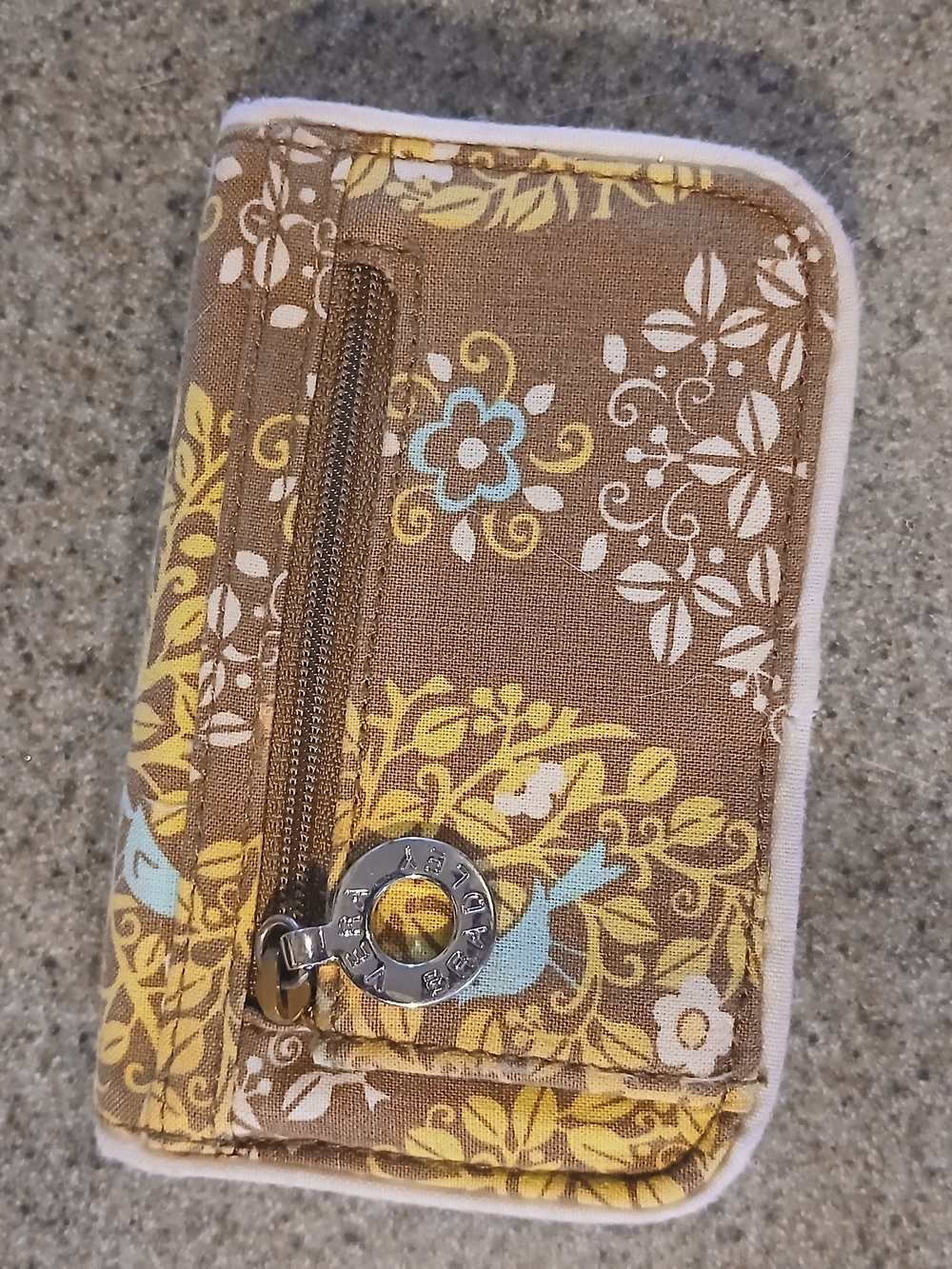 Vera Bradley Canvas Bird-Print Wallet in Brown and Yellow - Picture 2 of 10